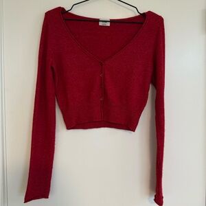 Aritzia Wilfred Crop Sweater Red Wool/Cashmere Blend